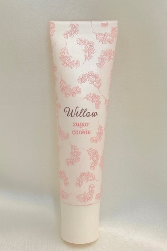 Tub of 'Willow sugar cookie' on a light background